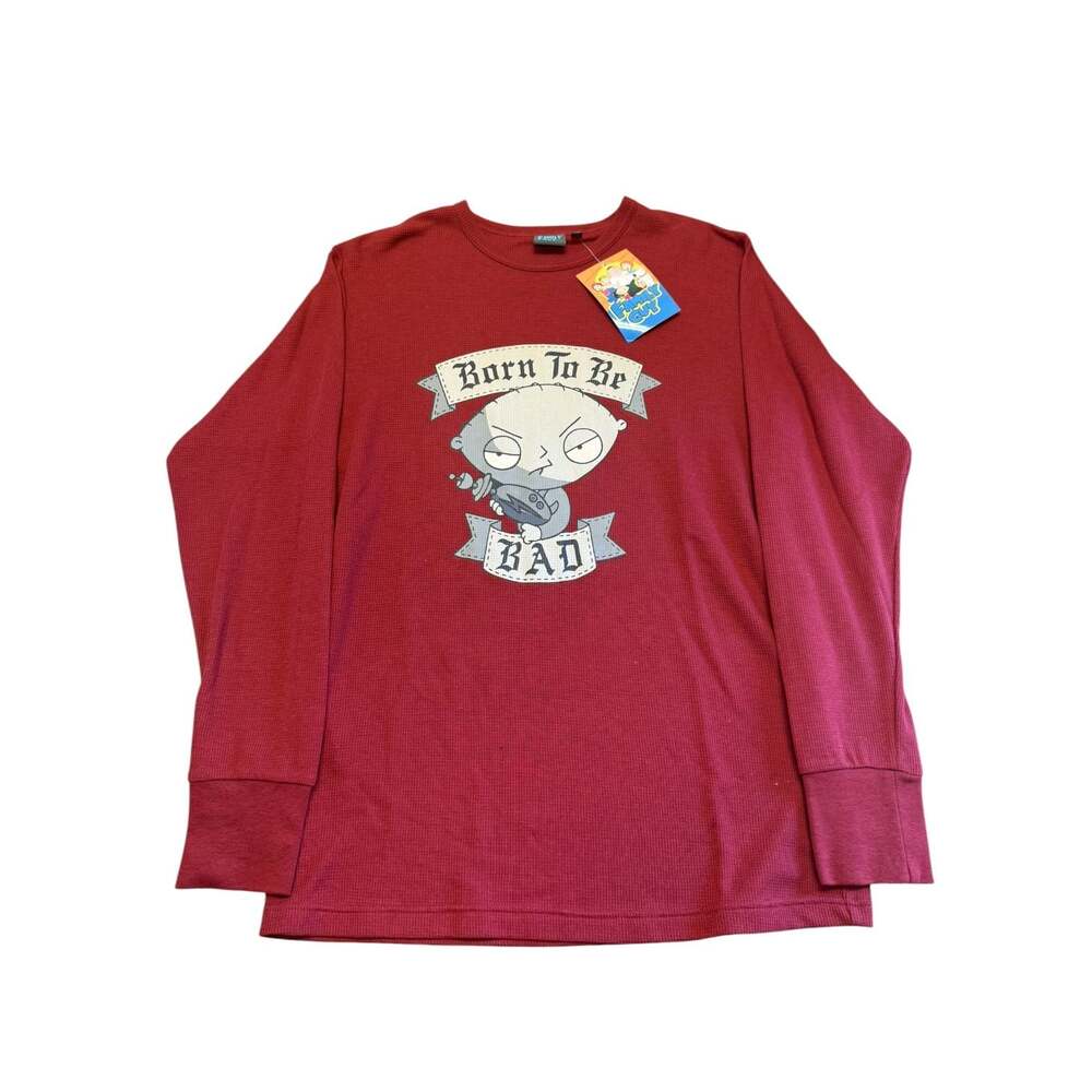Family Guy Stewie Griffin Born To Be Bad Red Thermal Long Sleeve Shirt XL